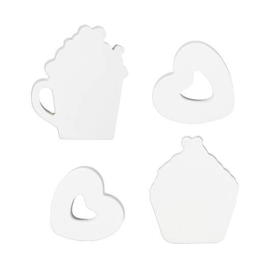Glitzhome® Valentine's Wooden Cup Cakes & Heart Table Décor Set